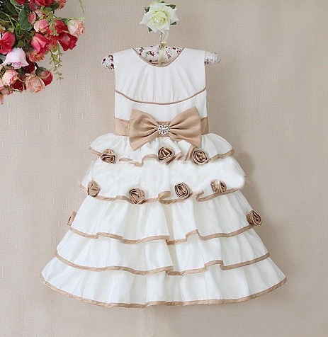 Stylish White Frock for Girls with Bow