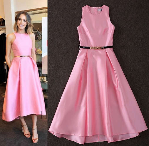 Sweet Pink Satin Birthday Dress