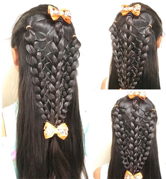 Triple Braided Hairstyle For Girls With Long Hair