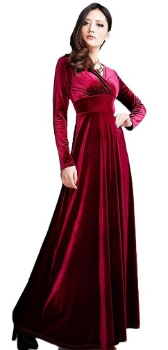 Velvet Long Sleeve Designer Dress