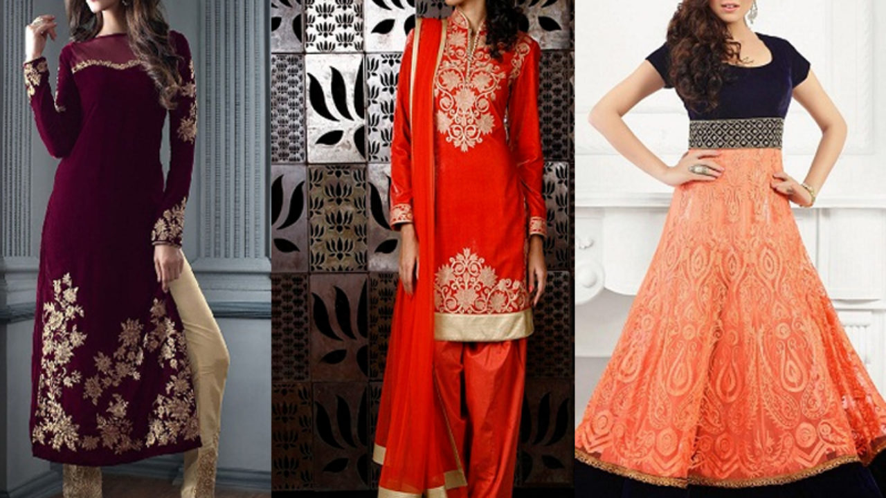 9 Beautiful Attractive Velvet Salwar Suits For Ladies
