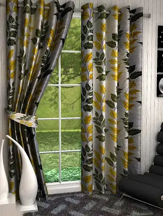Attractive Yellow Curtains, Yellow And Grey Window Curtains