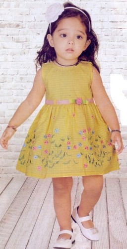 Yellow Silk Frock for Small Girls