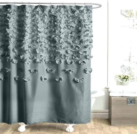 mDesign Shower Curtain — Weighted Privacy Curtain for Baths and Shower Cubicles — Water-Repellent Anti-Mildew Bathroom Curtain — Grey 
