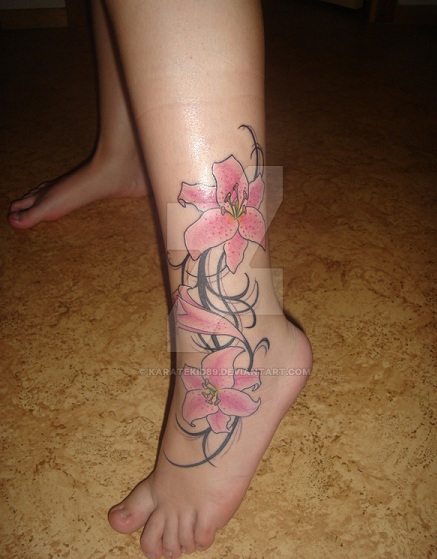 Lily Leg Tattoo