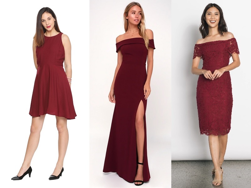 What type of earrings will look good on a fit and flare (maroon) dress? -  Quora