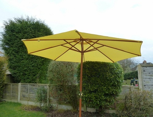 3m Wide Sunshine Yellow Wooden Umbrellas