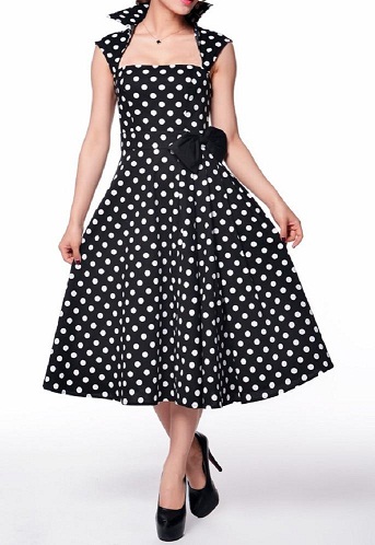 Black and White Polka Dot Full Skirt