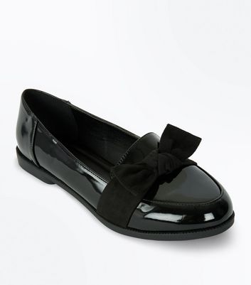 black loafers with bow