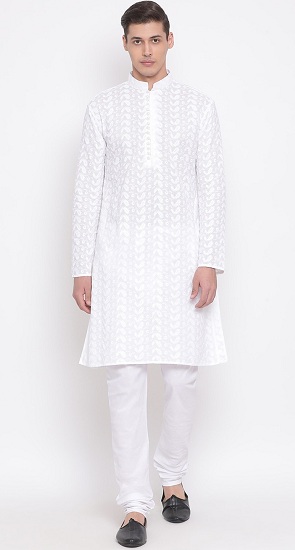 Designer White Chikankari Kurta Pajama