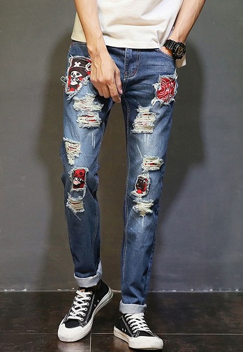 Distressed Jeans With Patches
