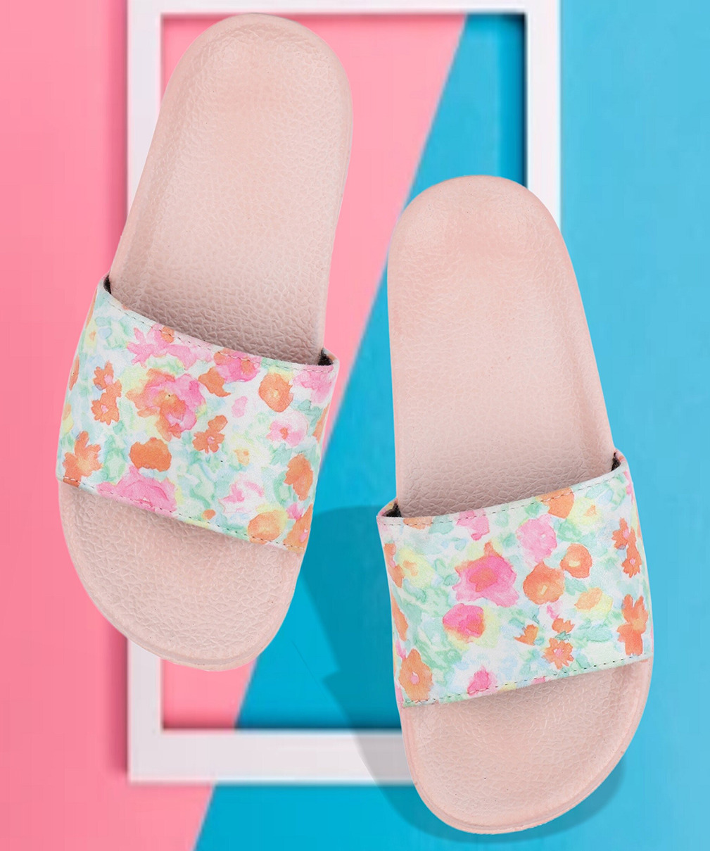 Floral Print Slide Sandals