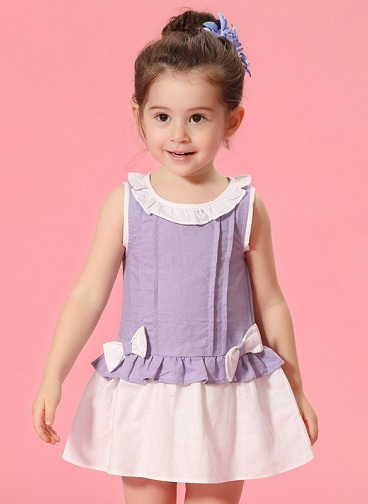 Latest Style White & Purple Cotton Dress