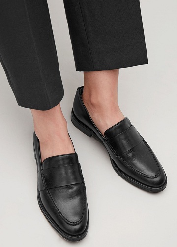 simple black loafers