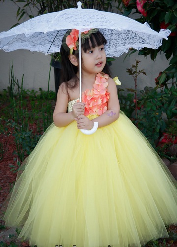 Light Yellow Dress with Coral Flowers