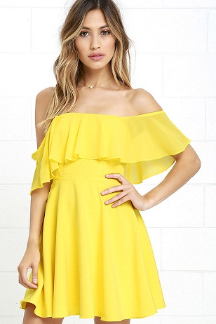 Off Shoulder Yellow Dress