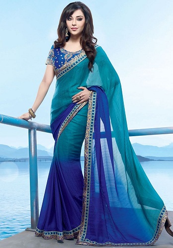 The Ombre Turquoise And Blue Saree