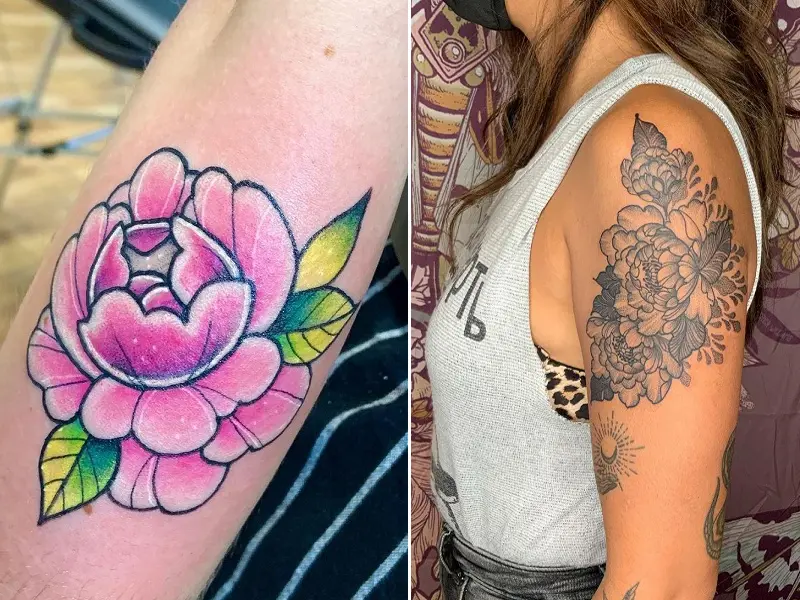 peonies in Old School Traditional Tattoos  Search in 13M Tattoos Now   Tattoodo
