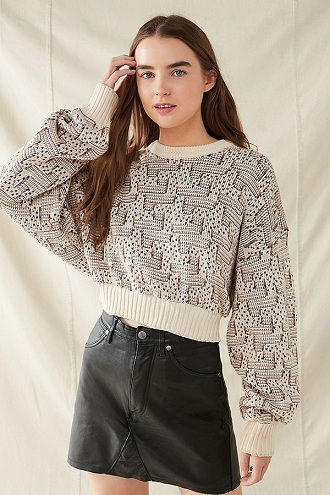 Printed Cropped Sweater
