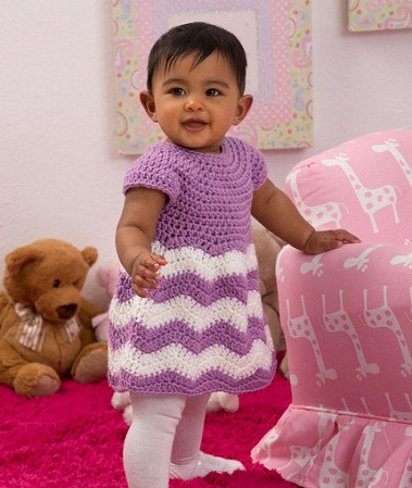 Purple & White Crochet Frock