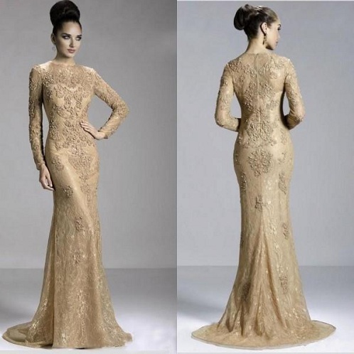 Sexy Golden Jewel Evening Dress