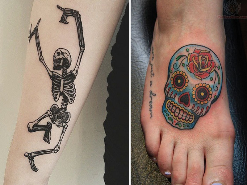 Dancing skeletons stick and poke tattoo done by me with a 3rl needle IG  jackpokestattoos  rsticknpokes
