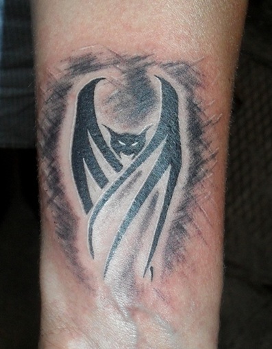 Trendy Bat Wrist Tattoo