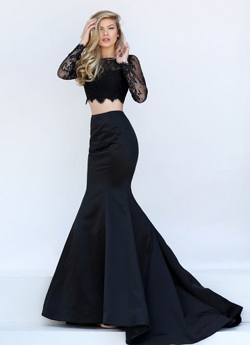 Two Piece Prom Dress with Sleeves
