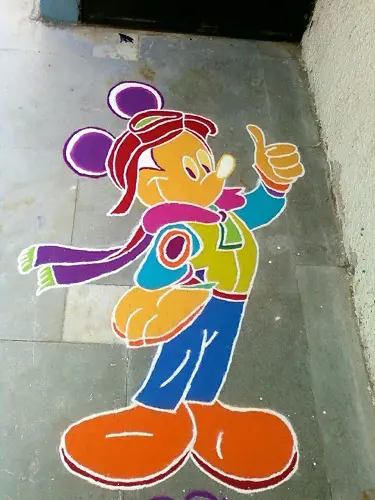 9 Beautiful Mickey Mouse Rangoli Designs with Images | Styles At Life