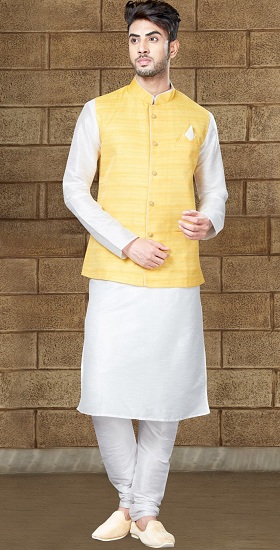 White Kurta Pajama With Nehru Jacket