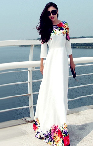 White Floor Length Dress
