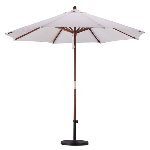 White Wind Resistant Wooden Umbrellas
