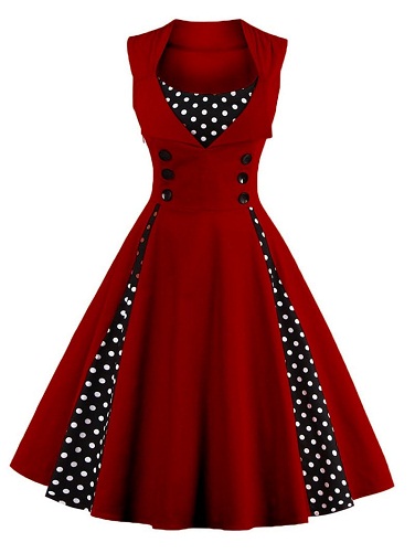 Wine Red Retro Dress Design