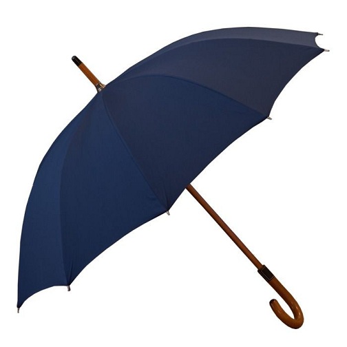 Wooden Handle Blue Umbrellas