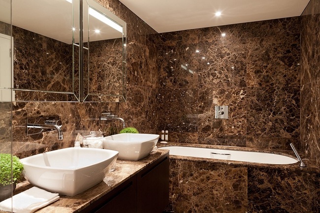 25 Latest Bathroom Tiles Designs With, Dark Brown Bathroom Tile Ideas