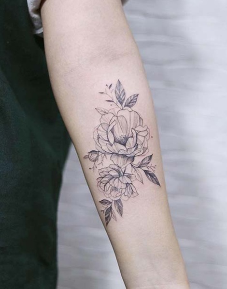 Small pink peony by Dragon Ink  Tattoogridnet