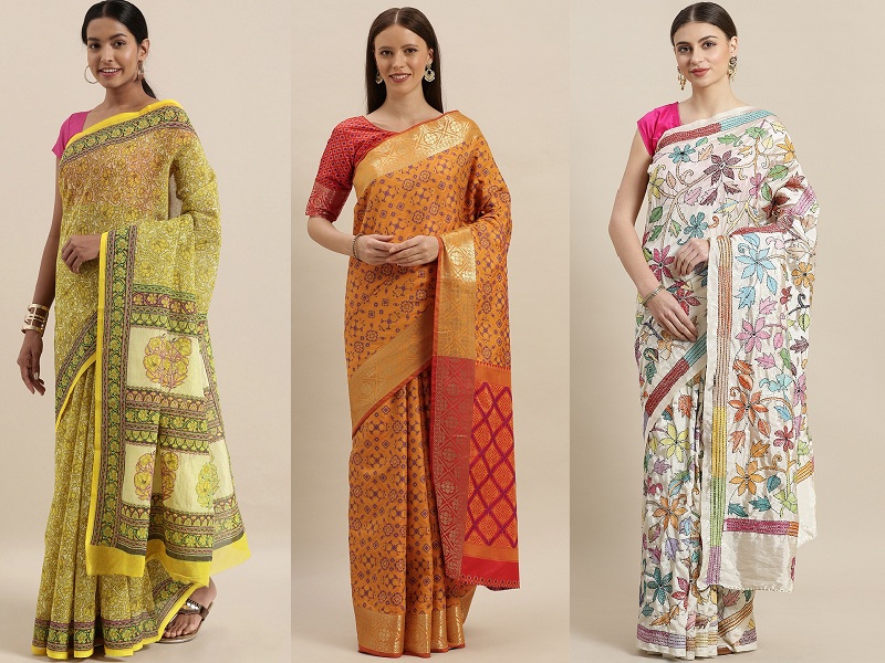 10 Beautiful Kantha Work Saree Designs With Images