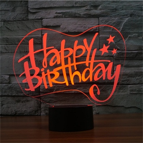 3D Optical Illusion Happy Birthday Desk Lamp