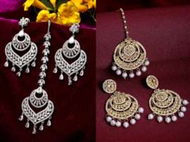 9 New Designs of Maang Tikka with Earrings in Different Metals