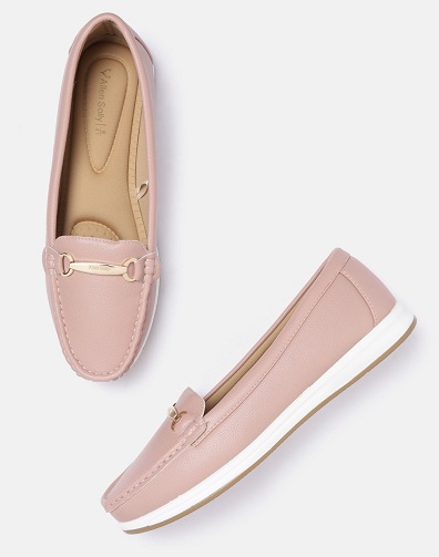 Allen Solly Pink Leather Loafers