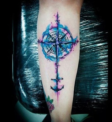 anchor compass tattoo