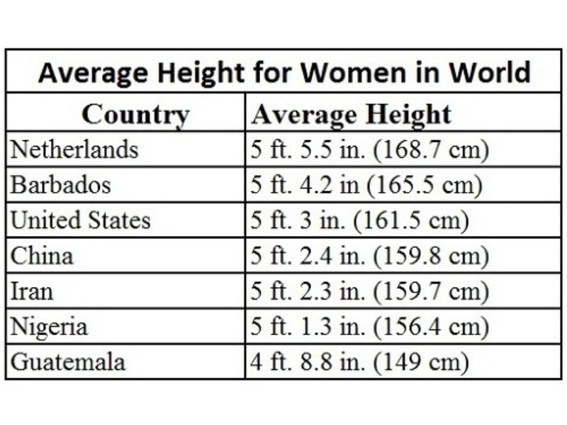 Average Height Of Men And Women