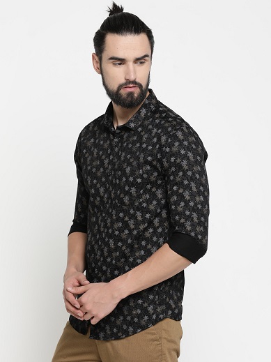 Black Floral Printed Men’s Shirt