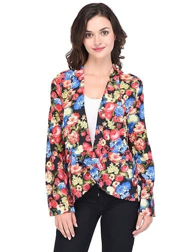 Blue and Red Floral Blazer