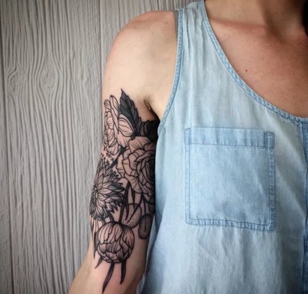 Blue Flower Tattoos On Arm