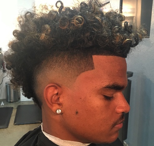 Burst Fade with Curly Afro