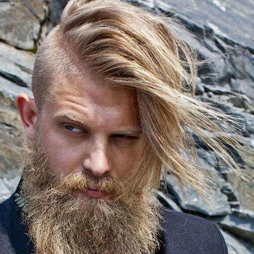 Buzzed Sides with Long Top Hair and Beard