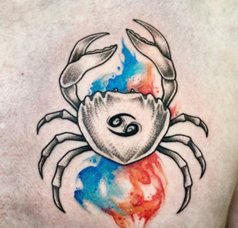Colorful Crab Tattoo Design