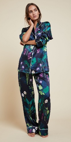 Dark Jungle Printed Ladies Silk Pajamas