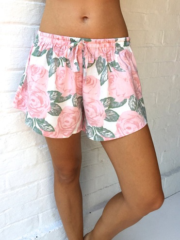 Flowery Designed Cotton Shorts